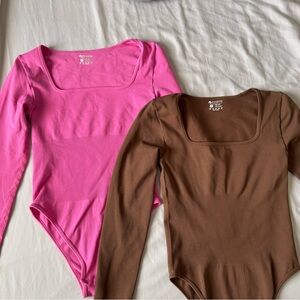 Pink and Brown Long Sleeve Bodysuits